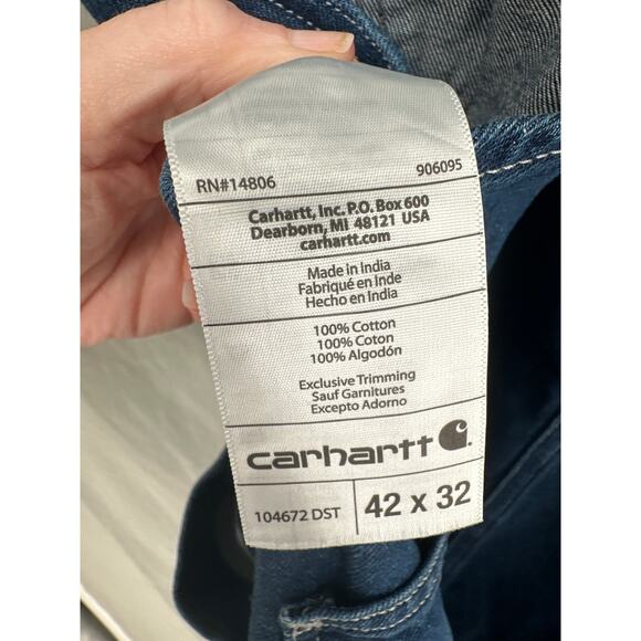 Carhartt Overalls Mens 42x32 Loose Fit Denim Overalls Workwear Bib Carpenter - Picture 3 of 8